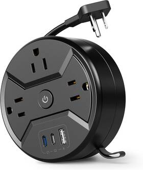 Guangzhou Tairongyi Electronic Technology Co. Ltd 313109032040 Superdanny Travel Power Strip With 5ft Retractable Extension Cord Portable 3-ac