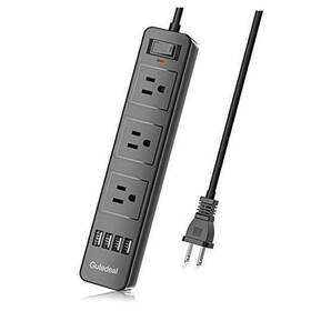 8541545375 Gutedeal 2 Prong Power Strip Surge Protector With 3ac Outlets And 4 Black6.6ft