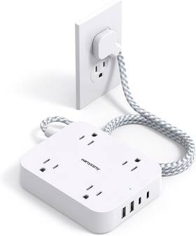 Hanycony 313031199156 Flat Plug Extension Cord 5ft Power Strip With 4 Usb Ports 2 C Widely Ou