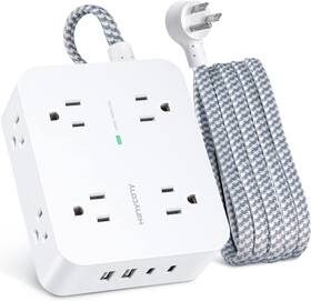 Hanycony 445032498433 6ft Surge Protector Power Strip With Usb C Extension Cord 8 Wide Outlets 2