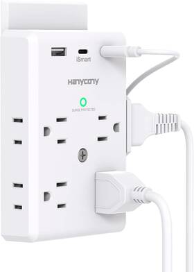 900j Hanycony 692762441728 Multi Plug Outlet Extender With Usb C Ports 3 Sided Power Strip Surge