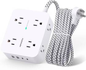 Hanycony 739750148723 Surge Protector Power Strip 8 Outlet 4 Usb 2 C 5ft Cord