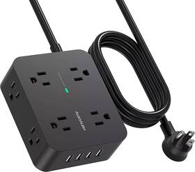 Hanycony 744110693171 Power Strip Surge Protector 5 Ft Exetnsion Cord With Multiple Outlets Outlet E