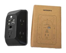 B0dj2v7ksp Hanycony Black Outlet Extender W Night Light Multi Plug Usb Charger Device