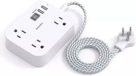 Hn53t Hanycony Plug Extension Cord With 3 Outlets Power Strip 4 Usb Ports 2usb C 5 Ft Thin F