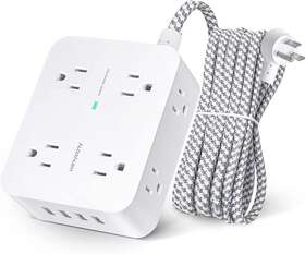 Hn8u5w Hanycony Surge Protector Power Strip - Extension Cord With 8 Widely Outlets 4 Usb Ports