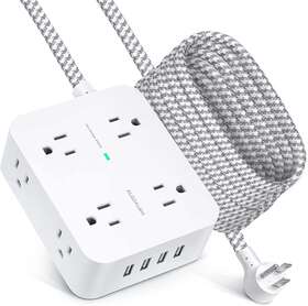 Hn8u5wc Hanycony 10ft Surge Protector Power Strip Extension Cord With 8ac Outlets And 4