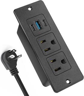 Havorbit 726084206403 Recessed Power Strip Usb 20w Fast Charging Furniture Outlet - 2 Ac And 3 U
