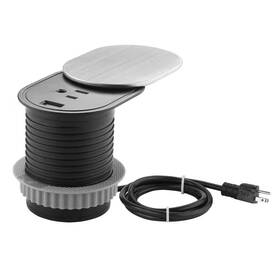 Hd 445020822820 1-power-outlet Space Saver Grommet Socket 1 Usb Port 2.4 Amp Splash Resistant In