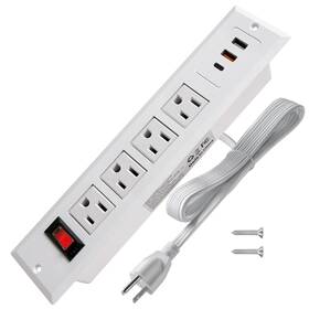 Hdctek 665878339012 20w Mountable Power Strip Usb C Recessed Usb-c Fast Charge 4 Outl