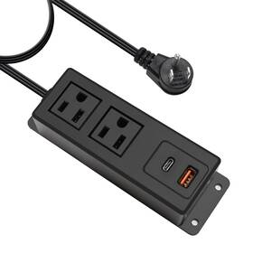 Hdctek 665878339425 Multi Plug Outlet With Usb C 20w Wall Mounted Power Strip Desk Mountable Exte