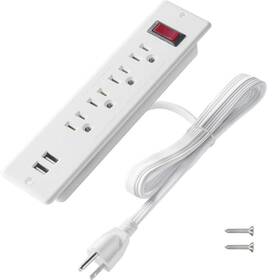 Hdctek 741844032399 Mountable Power Strip Recessed With Usb 4 Outlet 2 Multiple Prot