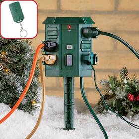 45128 Hdfl Outdoor 6 Outlet Power Strip Garden Yard Stake With Remote 6-ft Cord