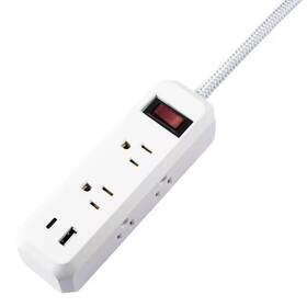 Hdx 445031552532 8-in-1 6-outlet 5 Ft. Power Strip With 2 Usb Ports White
