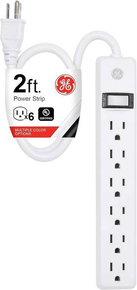 14830 Heavy Duty 6-outlet Power Strip 2 Ft Extension Cord Plug Grounded Integrated