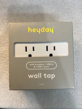 Heyday 058219789681 - Wall Tap 4 Outlets 1 Usb-a And Uba-c Ports