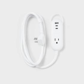 Heyday 058219789773 6ft Indoor Extension Cord 1 Outlet Usb Usb-c Flat Plug White