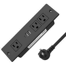 Hezi 190372906489 Recessed Power Strip Furniture Drawer Outlet With 20w Pd Usb-c And 18w Qc3