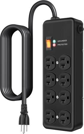 Hezi 313036910954 Heavy Duty Surge Protector 20amp Metal Power Strip With 8 Outlets Wall Mount Sur