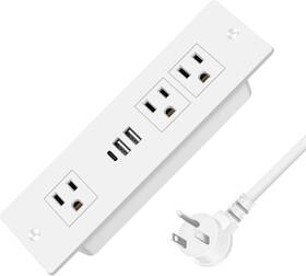 Qc3.0 Hezi 313044116119 Recessed Power Strip Furniture Drawer Outlet With 20w Pd Usb-c And 18w