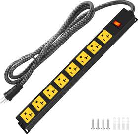 Hezi 445052187157 20amp Power Strip Surge Protector Durable Metal 8-outlets With Heavy Duty 20 Am