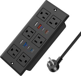 Jn02-06-03 Hezi 30w Recessed Power Strip Usb C Desk Flush Mount Outlet Plug In 6 Ac And 8