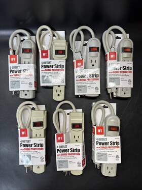 62495 Hft 62505 4 Outlet Power Strips With 2 Ft. Cord And Surge Protection/ Lot Of 7 New