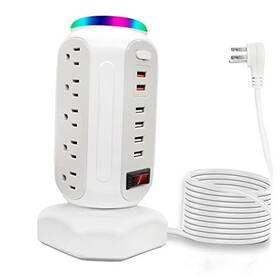 Hgls15ac-6u Hgeu Direct Power Strip Tower 15 Outlets 6 Usb Ports Surge Protector With Colorful Led