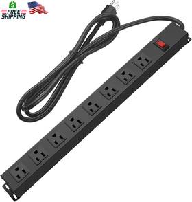 Hhsoet 744759558602 Metal 8 Outlet Mountable Power Strip Wall Mount Heavy Duty Wide