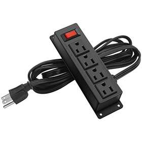 Hhxh Eggreh-628 Wall Mount Power Outlet Strip 4 Mountable With 6ft Black