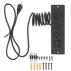 Hismps 797387794140 Recessed Power Strip With 3 Ac Outlets And 2 Usb Ports Usb-c/usb-a - Flush Mo