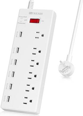 Hitrends 726084964792 Surge Protector Power Strip 6 Outlets With Usb Charging Ports Ex