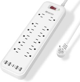 B09jwmk9dz Hitrends Ca Power Strip Surge Protector With 12 Outlets And 4 Usb Ports White