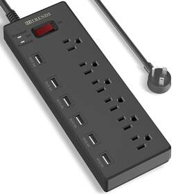 Hbya30wsl-6au6u Hitrends Power Strip Surge Protector With 6 Ac Outlets And Usb Charging Port