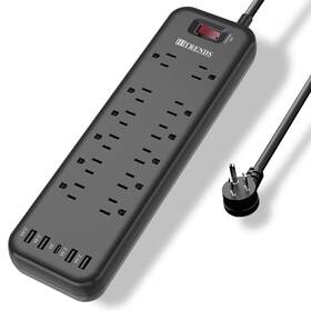 Wss-612-c4u Hitrends Power Strip Surge Protector 12 Outlets 4 Usb Ports 1 Usb-c 2360j Etl Listed