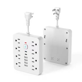 Homarbor 368094350402 14-in-1 Wall-mounted Power Strip - C Port Surge Protection Usb Touch Switch