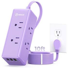 1080j Honizer 975428570548 Purple Extension Cord 10 Ft Surge Protector Power Strip 6 Outlets