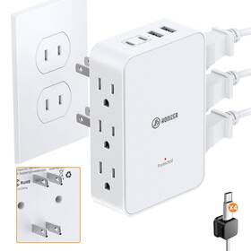 Honizer 975428570586 2 Prong To 3 Outlet Adapter 6 Ac Side Outlets Pd 20w Usb C P