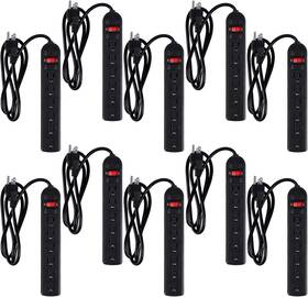 Hoteam 313096832890 10 Pcs Power Strip Bulk 6 Outlet Surge Protector Cord Electrical