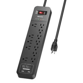 Huntkey 897024231864 Power Strip Surge Protector Extension Cord With 12 Outlets And 2 Usb Ports