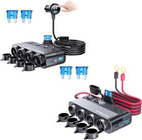 Hurmai 313106182182 Cigarette Lighter Adapter Splitter 10ft Cable 24v 216w Multi Port Outlet 12 Volt
