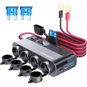 Ep85ad Hurmai 12v Socket Power Outlet 10ft Cable 24v 216w Multi 6.55 3.85 1.55inch Black