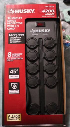 1008830978 Husky 10 Outlet Surge Protector With 8 Ft Cord - 4200 Joules Model # Ylpt-152