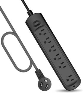 Hwqa 445040529501 Power Strip Surge Protector Socket 6 Outlets For Multiple Devices 4 Ft Flat Pl