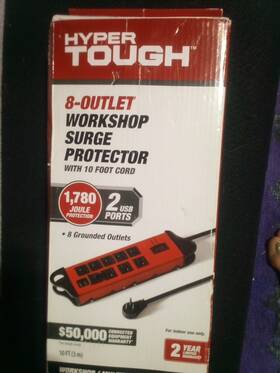 Hyper Tough 080321408150 Inch Surge Protector 8 Outlet 2 Usb Ports