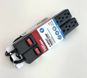 Hyper Tough 082721406668 6 Outlet Power Strip 2 Pack 2.5ft Cord Circuit Breaker 14 Gauge