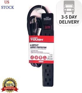 500-joule Hyper Tough Ps682b B 6-outlet 2.5ft Surge Strip Protection Black