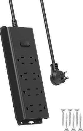 Iceelec 445006811855 Mountable Power Strip Surge Protector 8 Ac Outlets Wall Mount
