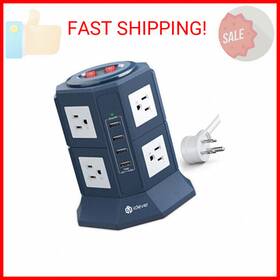 Gg69 Iclever Power Strip Tower Gaming Surge Protector - 8 Ac Outlets 4.5a 4 Usb Ports