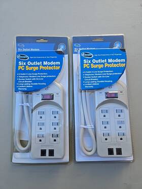Iconcepts 021331762528 Vintage Lot 2 6 Outlet Telephone Modem Pc Computer Fax Surge Protector